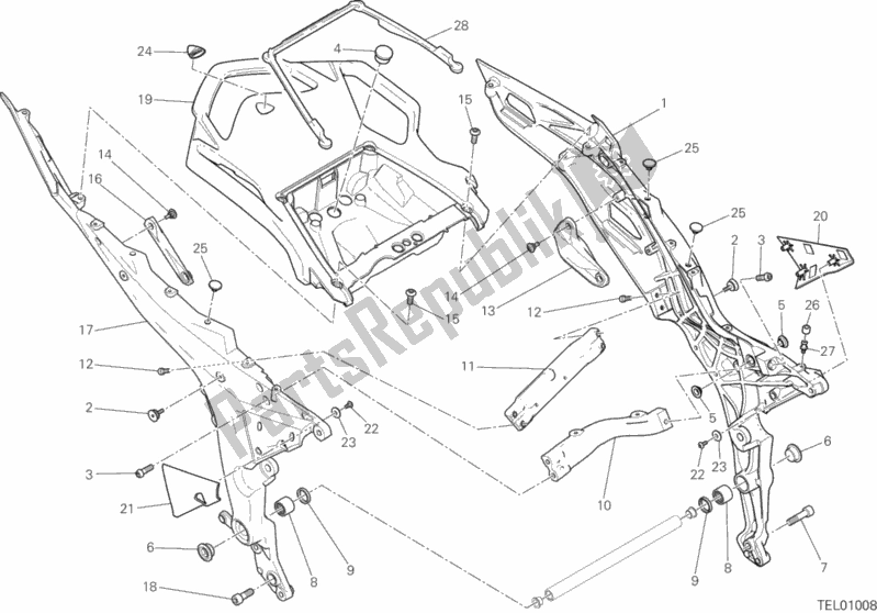 Tutte le parti per il Telaio Posteriore Comp. Del Ducati Multistrada 950 Brasil 2019